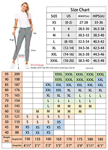 Hiverlay Womens Pro Golf Pants Quick Dry Slim Lightweight Work Pants With Straight Ankle Also For Hiking Or Casual Ladies，Gray-M #TOP5