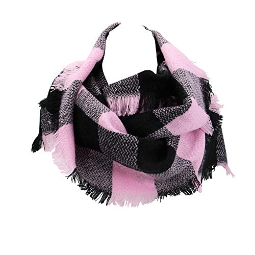 Contempo Lifestyles Women Buffalo Plaid Woven Tartan Checker Block Infinity Scarf Cashmere Feel