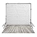 Muzi Fotografía Telones de fondo de pared de ladrillo blanco con suelo de madera Fondo de foto para accesorios de estudio 150x220cm D-2504