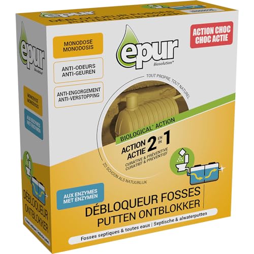 Epur - Débloqueur & Réactivateur fosses septiques, Toute fosse, Action choc, Action longue durée, Curative et Préventive, 500 g