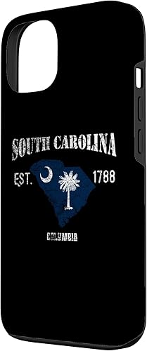 Miniatura 2 de Funda para iPhone 13 Vintage South Carolina con bandera y mapa del estado de EE. UU., Columbia Tee Case