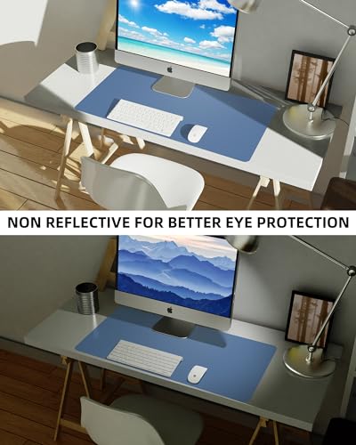 Image of Leather Desk Pad Blotter,Mouse Pad,Office Desk Mat, Non-Slip PU Leather Desk mat,Large Desk mat,Waterproof Keyboard mat for Office /Home /Decor (Grey Blue,31.5 inch x 15.7 inch)