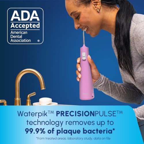 Image of Waterpik Cordless Pulse 3100 Portable Water Flosser, Rechargeable, Mauve | 2 Settings, 1 Precision Tip & 1 Tongue Cleaner Tip for Fresh Breath, Travel, Shower Use, ADA Accepted, WF-20 Amazon Exclusive