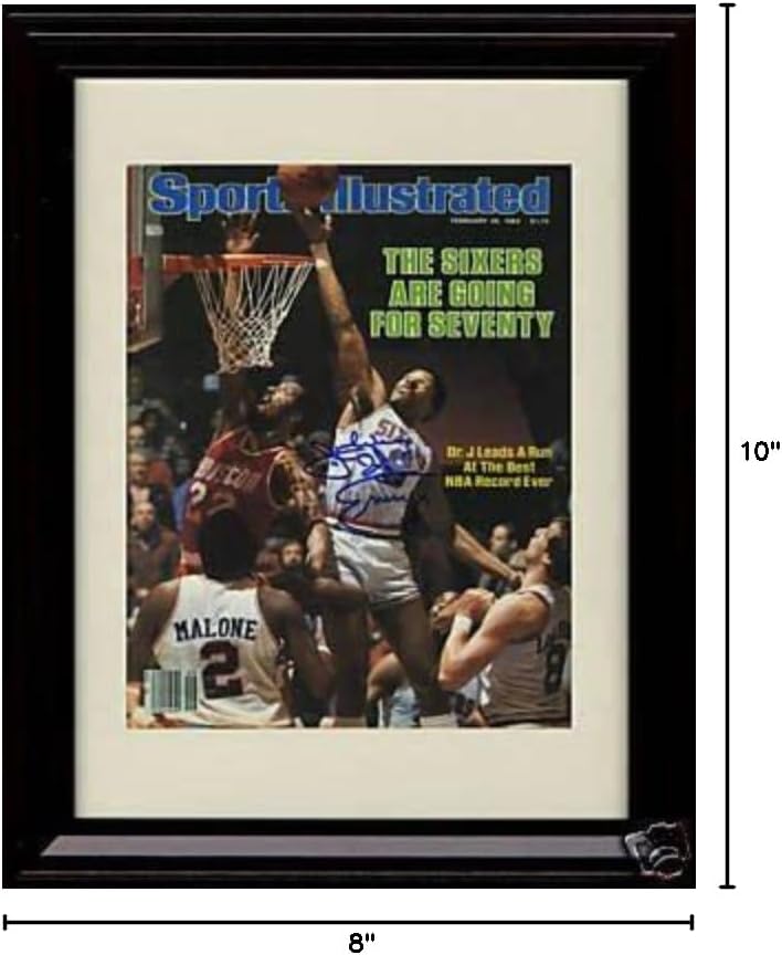 Julius Erving Dr. J. SI Autograph Promo Print - Philadelphia - Framed 8x10