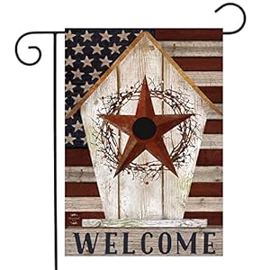 Briarwood Lane Rustic American Birdhouse Primitive Garden Flag Welcome Patriotic 12.5" x 18" Briarwood Lane Rustic American Birdhouse Primitive Garden Flag Welcome Patriotic 125 x 18