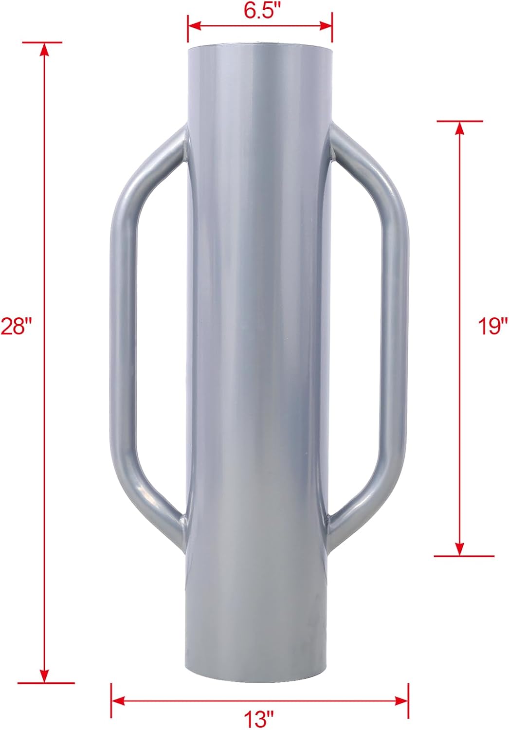 Fence Post Driver with Handles, 6.5 in Inner Diameter T Post Pole Pounder, 37LB Heavy Duty Carbon Steel Hand Post Rammer, Farm Fencing Hole Digger for U Channel, Sign Pole, Wooden Post, Red