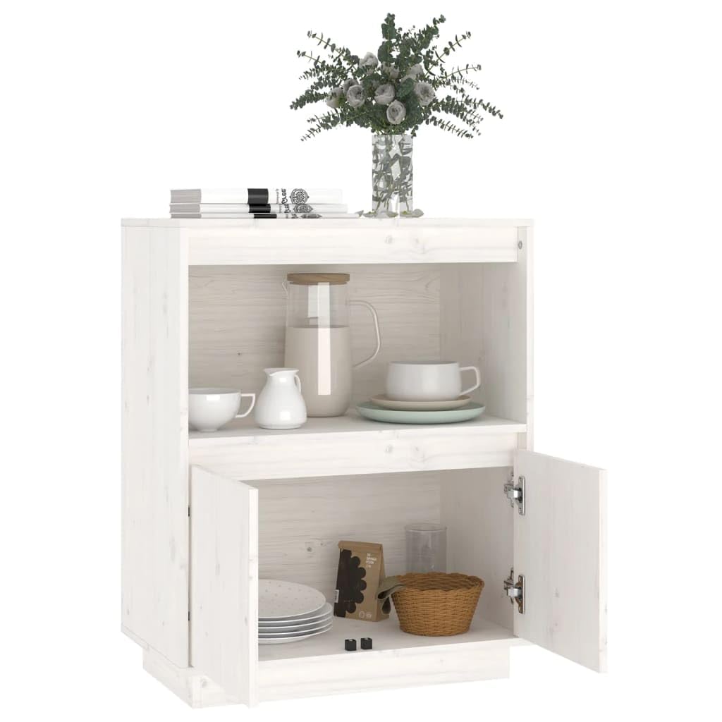 Aparador Blanco de Madera Maciza de Pino, Diseño Moderno, Cajonera Blanca, Mueble Bajo Cocina, Aparadores para Salón, para Cocina, Sala de Estar, Dormitorio, Estudio, etc, 60 x 34 x 75 cm