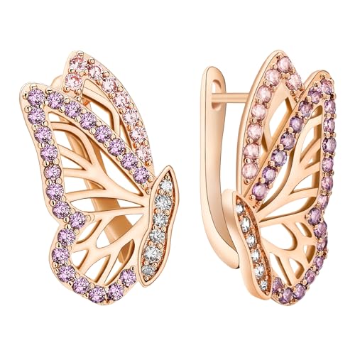 Richapex 18K Gold Earrings for Women Trendy, Butterfly Earring for Women Gold Hoop Earring, Gold Butterfly Earrings Hypoallergenic Stud