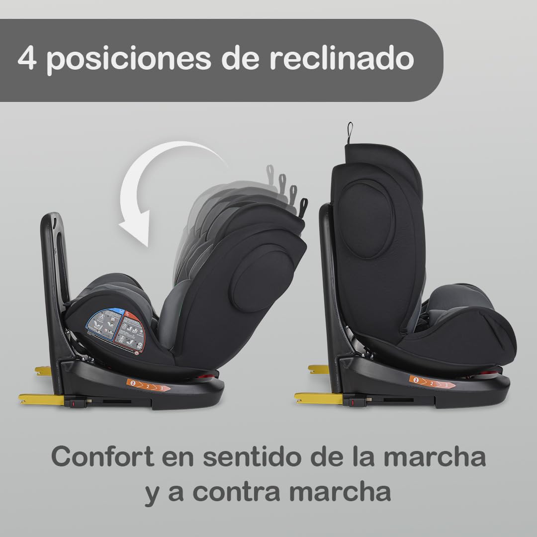 Toral Silla Coche Bebe Grupo 0 1 2 3 i-Size con Isofix Universal para Coche, Alzador Coche Niño Isofix Giratoria 360º a Contramarcha - Desde 40-150 cm - Elevador Coche Niño