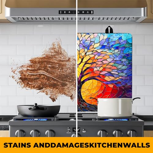 Image of Stove Top Cover Retro Flower Gas Stove Top Cover for Home Decoration Kitchen Pad Non-Stick Washable Cooktop Covers Countertop Protector Keep Stove Clean 28 inchx20 inch (Tree of Life-2)