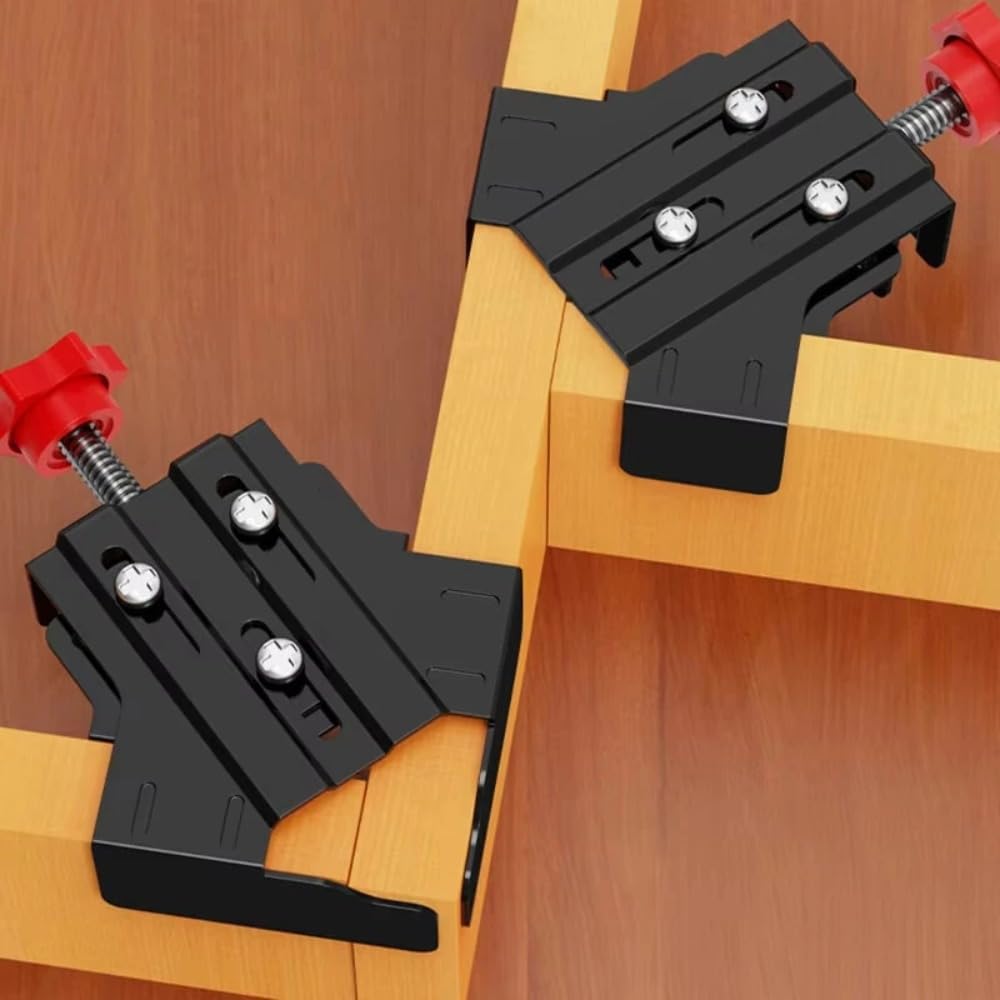 Morsetto di Fissaggio ad Angolo retto Regolabile per Lavorazione del Legno a 90°, Realizzato in Acciaio al Carbonio, Resistente all'Usura (Morsetto Aperto)