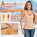 LEYSHE Thermal Tank Underwear Top V Neck Fleece Shirt Cami Sleeveless Adjustable Strap Warm Undershirt Women Cold Weather Beige