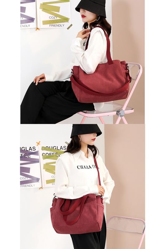 Tote Bag Purses for Women Soft Canvas Shoulder Bag Ladies Crossbody Purse and Handbags Lightweight Large Messenger Bag Purple3