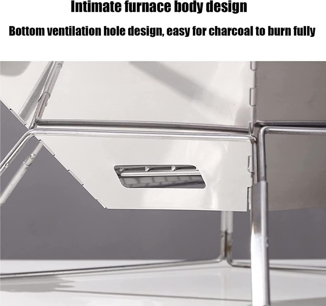 BBQ Grill Barbeque Grill Portable Charcoal Grill Outdoor BBQ Grill Cooking Stainless Steel Folding Camping Grill for Camping Picnic Barbeque Grill for Camping(Hexagonal Diamond) (Hexagonal Diamond)