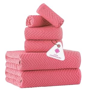 Casa Copenhagen, 6-delige designer handdoekenset van 100% Egyptisch katoen – Biggetjeroze, 550 g/m² (2 badhanddoeken, 2 handdoeken, 2 washandjes) – Cadeaubox voor dames en heren