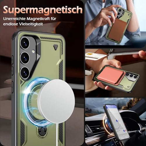 Image of for Samsung Galaxy S25 FE Case Magnetic with Stand, with Mag-Safe, with Screen Protector, Wireless Charging, Shockproof for Samsung S25 FE 5G Phone Case, Ring Holder Phone Cover, for Samsung S25 FE