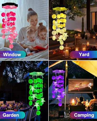 image for Toodour Solar Wind Chimes for Outside, Shells Light Gifts for Mom Gran
