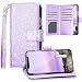 Fingic iPhone 11 Case, iPhone 11 Wallet Case, Glitter Sparkle Cover 9 Card Holder PU Leather with Kickstand Wrist Strap Protective Case for Women Apple iPhone 11 6.1 inch, Purple