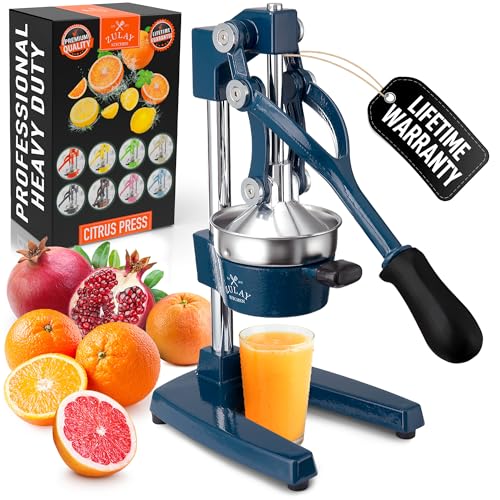 Image of Zulay Kitchen Cast Iron Juicer - Easy-to-Clean Heavy-Duty Manual Juicer, Professional Citrus Juicer - Stainless Steel Lemon Squeezer - Manual Citrus Press & Orange Squeezer - Orange Juicer - Navy