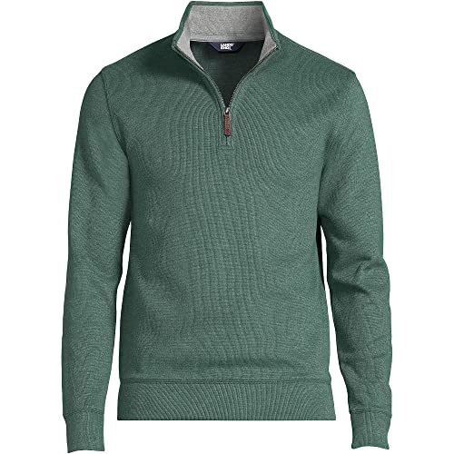 Lands' End Mens Bedford Rib Quarter Zip Sweater Deep Woodland Green Heather Regular X-Large2