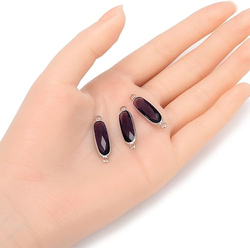 Miniatura 2 de 10 unidades de Adabele grado A febrero amatista púrpura piedra natal enlace de 0.827 in barra rectangular chapada en plata esterlina cuentas de