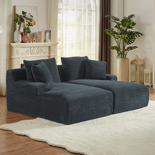 79" Double Chaise Lounge Chair Indoor, Oversized Upholstered Slee...