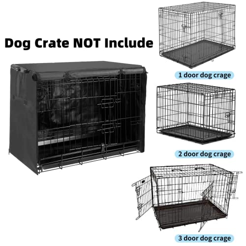 Dog Kennel Cover 42 Inch, Crate Covers for Large Dog Cages with1 2 3 Doors, Privacy Waterproof 600D Oxford Fabric Indoor/Outdoor Black (Only Cover) by Joroamp - Image 3