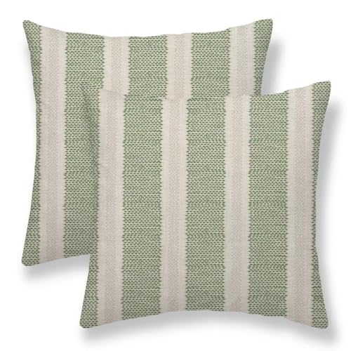 Sunshineyan Sage Green Polka Dot Pillow Covers 18 x 18 Inch Set of 2 Boho Striped Decorative Outdoor Throw Pillow Covers Linen Modern Geometry Cushion Cases for Home Sofa Couch Living Room Decor