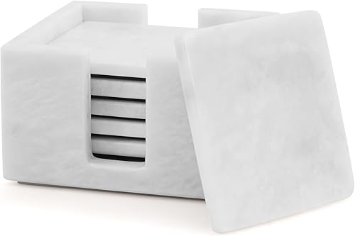 Miniatura 10 de Radicaln Juego de 6 posavasos de mármol de ónix verde, hechos a mano, 3.5 pulgadas, cuadrados para bebidas, juego de posavasos con soporte