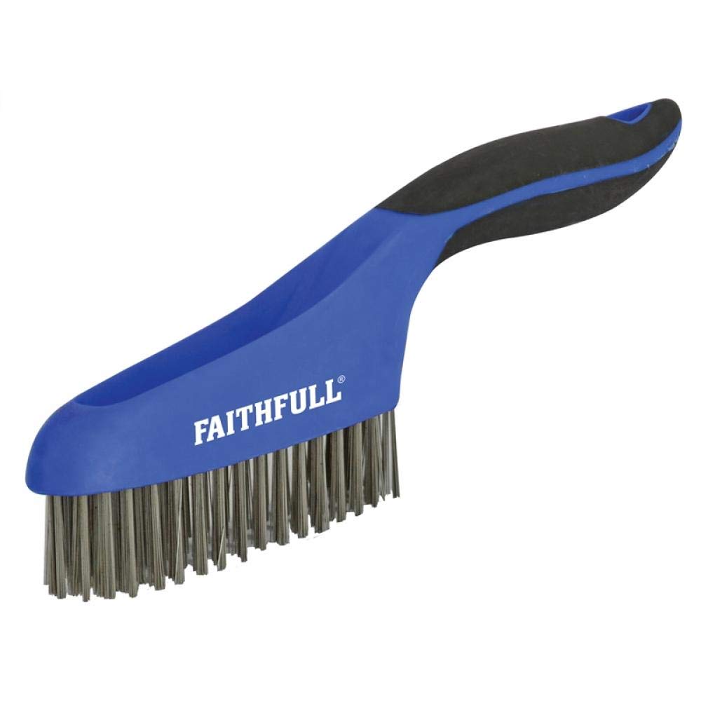 Faithfull Scratch Brush Soft Grip 4 x 16 Row Stainless - Image 2