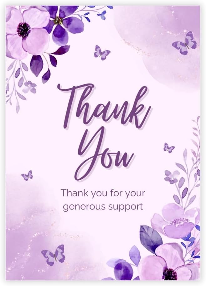 - Thank You Cards Pack of 200, 3 Designs, Premium Uncoated Cardstock, 3.5x2 Inch, Business Packaging Inserts for Small Businesses, Boutiques, Weddings, Events (Design:1 Purple Floral)