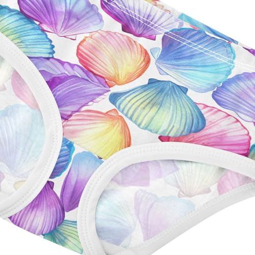 Joisal Cotton Girls Underwear Toddler Colorful Pastel Seashells White Little Girl Panties Pattern Briefs Underpants 2t4