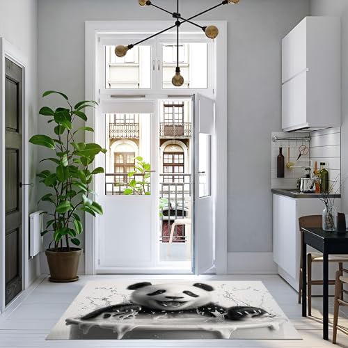 Tapis salon poils ras antidérapant lavable moderne panda chambre - 5
