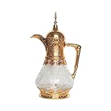 OMVOVSO Marokkanische Teekanne 1,6 L, Teapot Aus Messing, Mit Integriertem Filter, Traditionelles Modell, Arabische Kanne, Teekocher, Teewärmer,Gold