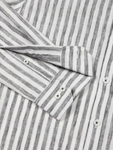 Image of Thomas Scott Men's | Stripes | Full Sleeve | Regular Fit | Linen Blend | Spread Collar | Casual Shirt