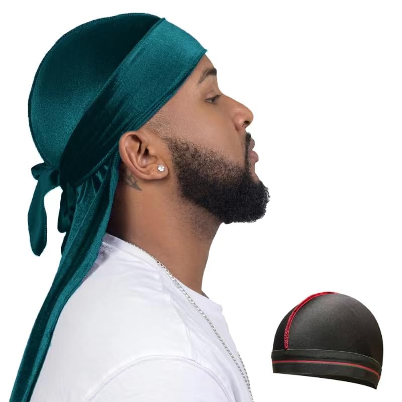 Velvet Durag for Men Wave Cap Velvet Dorag for Men Women 360 Wave