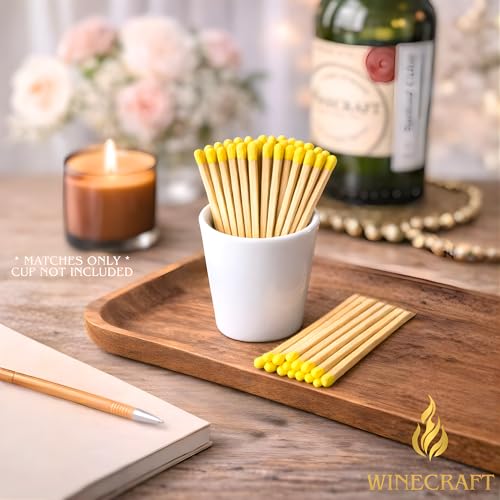 Image of 500 Count - 3 inch Long Yellow Color Matches | Three Inch Coloful Loose Wooden Safety Match Sticks for Candle Display | Refill Decorative Jar Holder Bottle | Striker Included