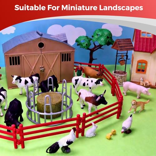 BREANIFULL 100 Stück Pferd Corral Zaun Eltern-Kind Aktivitäten Rotholzfarbe Zaun Kreatives Lernspielzeug für Kinder 3-12 Jahre Ideal für Bauernhof-Szenen und DIY-Projekte 9 * 4 * 0.8 cm
