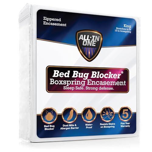 Bed Bug Blocker Hypoallergenic All-In-One Quiet Water-Resistant Zip-Up Box Spring Protector King, White