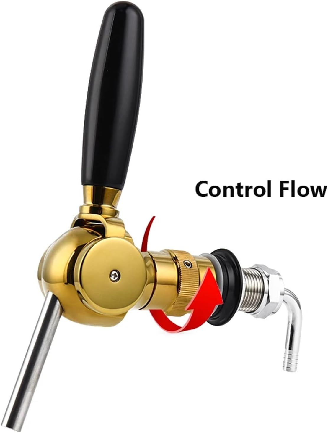 Belgian Beer Tap Faucet, G5/8 Thread Shank & Keg Flowing Control Ball Home Brewing Silver Draft Beer Tap Beer Soda Kit Golden(Silver)