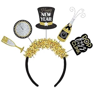 Amscan New Year Multi-Icon Headband, 9 1/2″ x 9 3/5″, Black & Gold