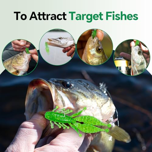 Image of Clearance Bionics-Designed Durable Soft Plastic Fishing Lures Kit with Bonus Accessories, 3 /4 /5 /6 Inch, 9-Type Lifelike Swimbaits in One Gear Set Included Tackle Box for Bass