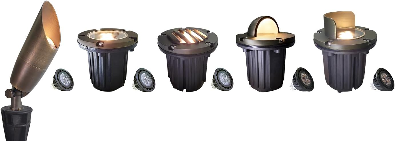 MALORY Brass Landscape Lights, 5 pack12V Low Voltage Outdoor In Ground Lights,Landscape Lighting for Pathway, Driveway and Garden 1 Pack with MR16 Bulb