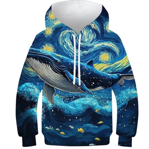 Pull à capuche amusant galaxie et baleine pour un look féerique