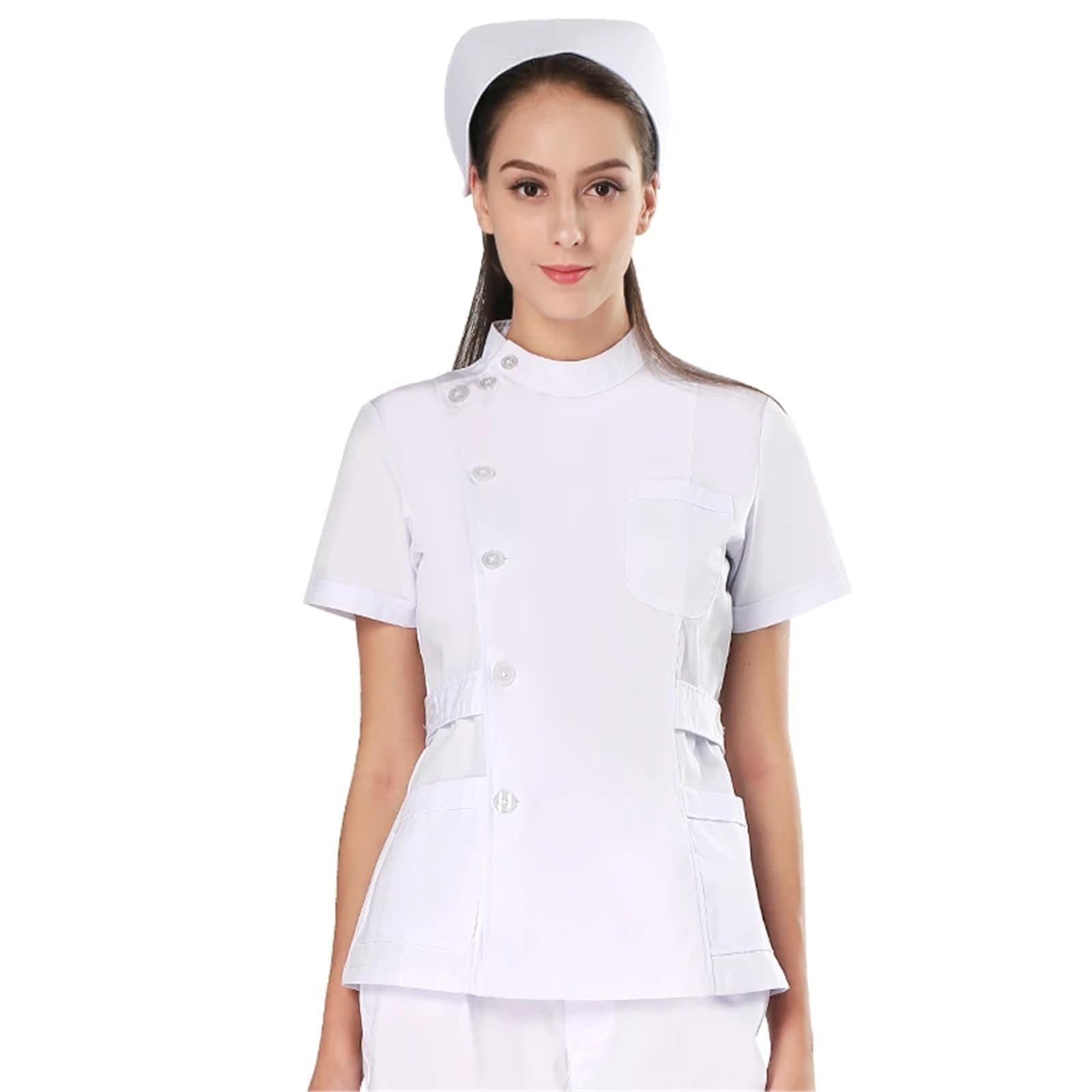 AHUFGN Nurse Scrubs Women Traditonal Nurse Scrubs Set Medical Uniforms Women Men Dental Workwear Clothes Poplin Surgeon Medic Scrub Suit