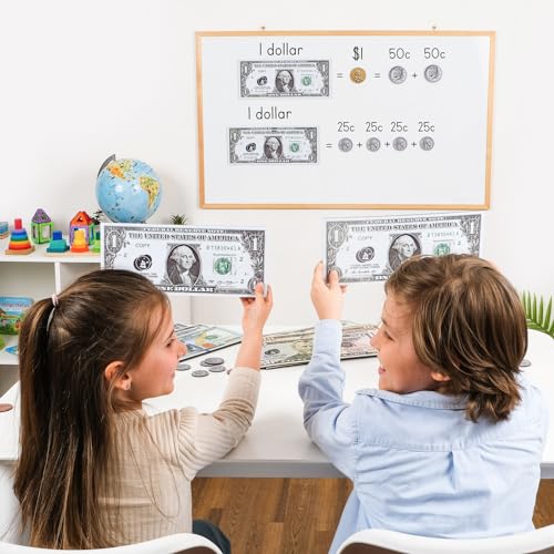 Simply magic 57 PCS Jumbo Magnetic Money - Large Play Money for Kids for Learning, Pretend Money for Classroom Teaching, Toy Money Class Money Set, Magnetic Coins, Money Games, Money Manipulatives