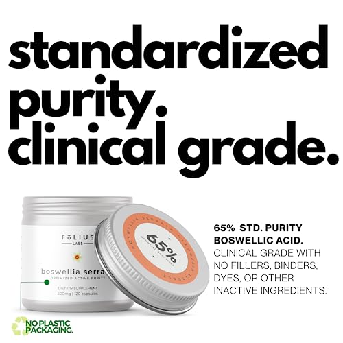 Image of FOLIUS LABS Boswellia Serrata 65% | Boswellia Serrata Extract 500mg for Healthy Joint Support, Boswellia Supplement with 65% Boswellic Acids - Non-GMO and Gluten-Free - 120 Veg Capsules
