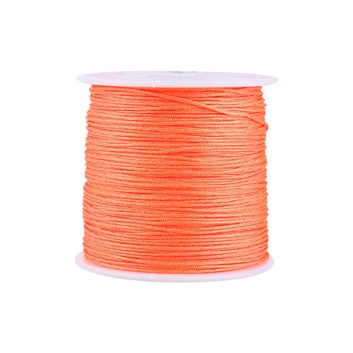 Chinese Knot Cord Knitting Rope, 100M x 0.8mm Nylon Chinese Knot Cord Rattail Macrame Shamballa Thread String (Orange)