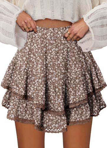 onlypuff Flowy Shorts for Women Ruffle Skorts Mini Skirts High Waisted Teen Gilrs Tennis Skort Summer Shorts