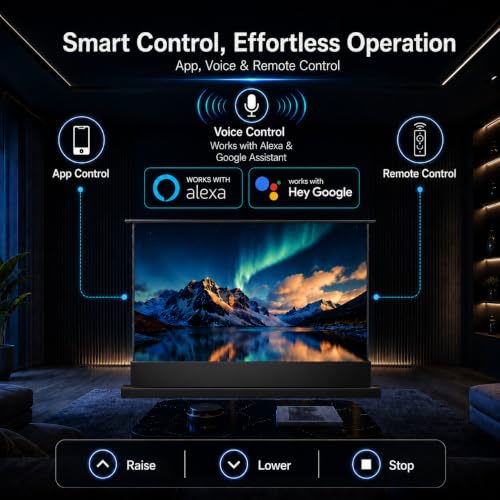 Image of IN&VI 100 inch Motorized ALR Projector Screen Floor Rising Standard /Long Throw | Anti Light Daylight Automatic Electric Movie Black Indoor Screen Pull Up 4K /8K Ultra HD Active 3D(16:9) Wrinkle-free